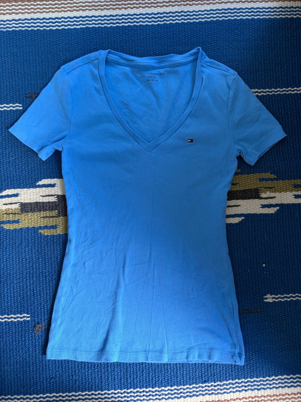 Tommy Hilfiger Bright Blue V-Neck Short Sleeve Tee
